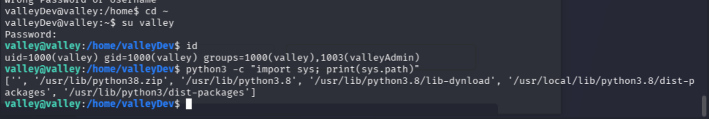 su valley confirmed — valleyAdmin group membership visible